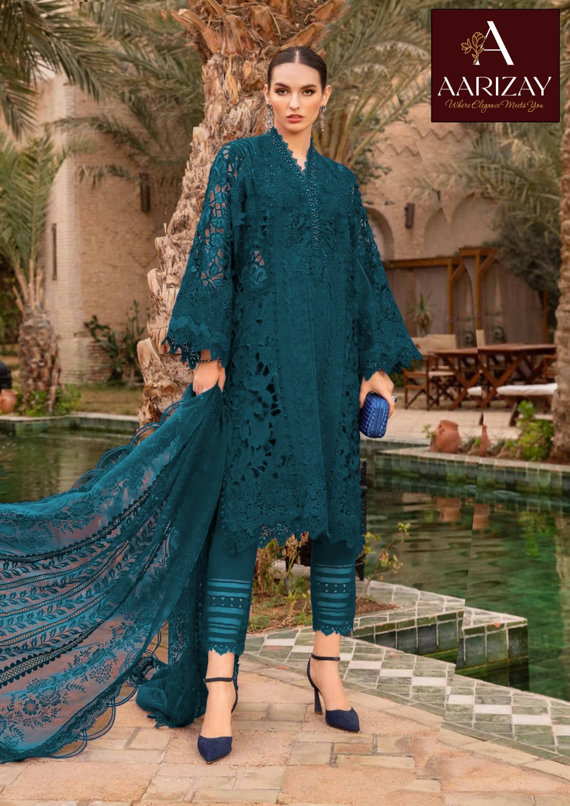 MARIA B Zinc Organza Lazer Work (AY0010)